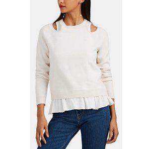 10 Crosby Derek Lam Layered Cold Shoulder Sweater Cream White Size XS Wool